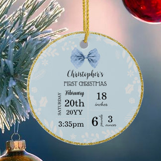 Baby's erstes Weihnachtsfoto doppelseitig Keramik Ornament