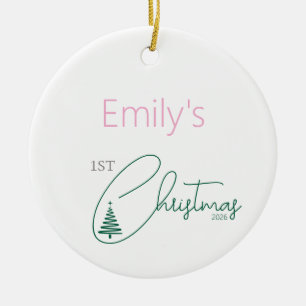 Baby's erstes Weihnachtsfoto einfach minimalistisc Keramik Ornament