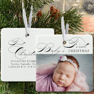 Baby's erstes Weihnachtsfoto elegante Kalligrafie Keramikornament