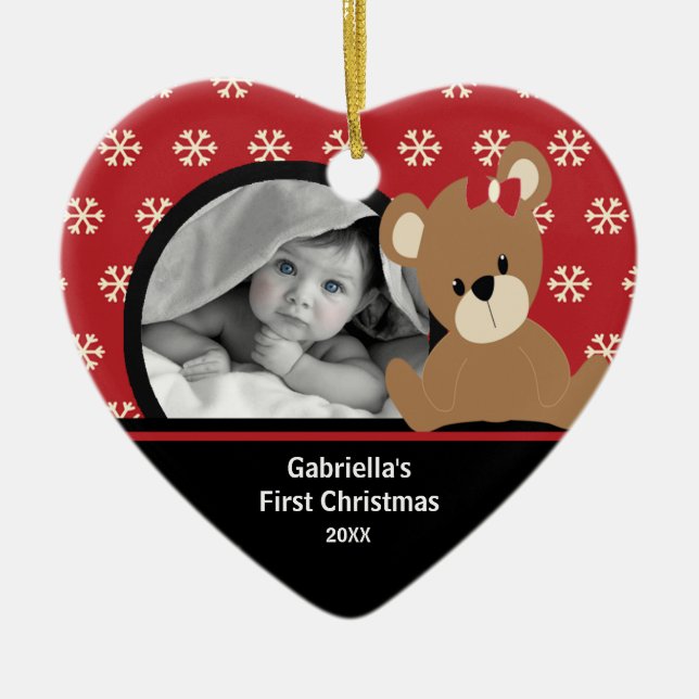 Babys Erstes Weihnachtsgebäck Foto Ornament Teddy  (Vorne)