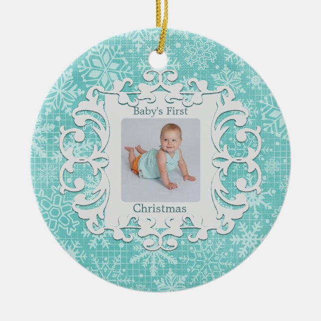 Babys erstes Weihnachtskundenspezifisches Keramikornament (Vorne)