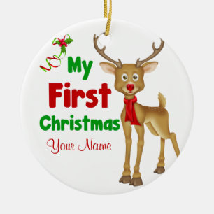 Babys erstes Weihnachtsren Keramikornament