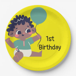 Baby's First Birthday (afroamerikanisch) Pappteller