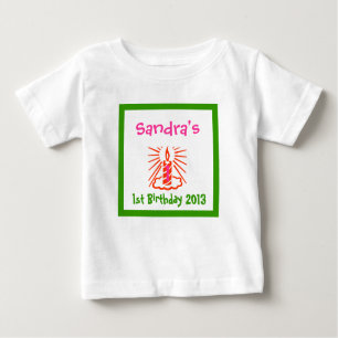Baby's first Birthday, baby's 1st pink and green Baby T-shirt