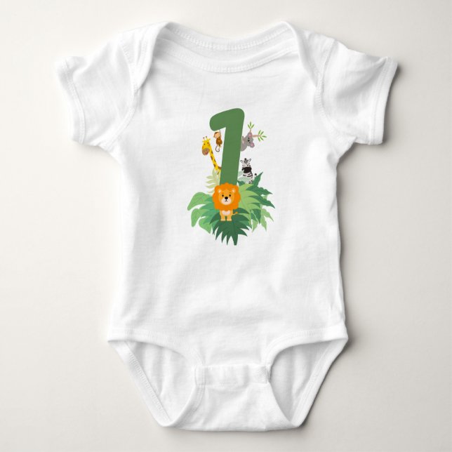 Baby's First Birthday Bodysuit - Wild One Jungle T Baby Strampler (Vorderseite)