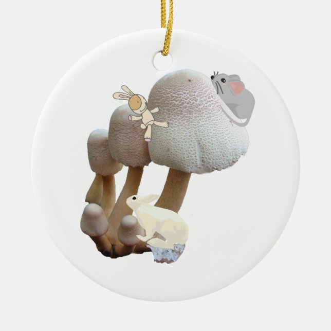 Baby's First Birthday Mushroom Playground Pink Keramik Ornament (Vorne)