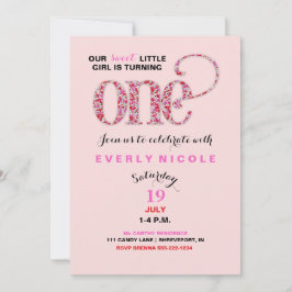 Baby's First Birthday Rosa Sprinkles Einladung