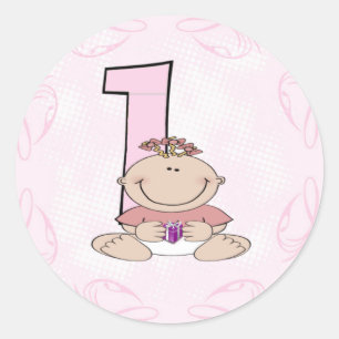 Baby's First Birthday Runder Aufkleber