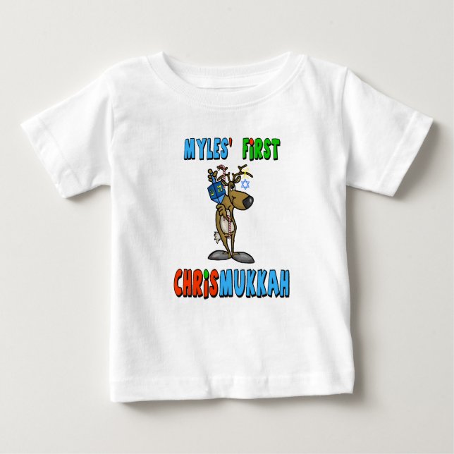Baby's First Chrismukkah Custom Name T-Shirt (Vorderseite)