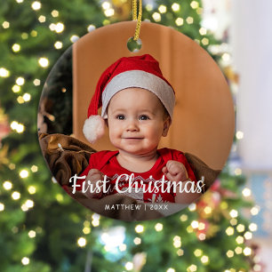 Baby's First Christmas 1 Foto Keramik Ornament