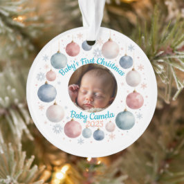 Baby's First Christmas 2025 Personalized Photo  Ornament