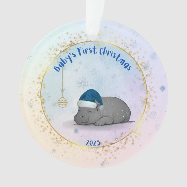 Baby's First Christmas - Acrylic Hippo Ornament (Vorderseite)