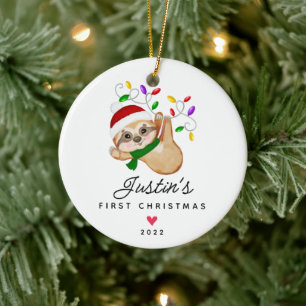 Baby's First Christmas Baby Boy Sloth Keramik Ornament