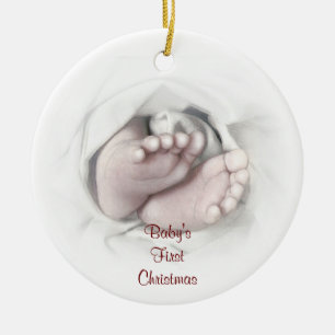 Baby's First Christmas baby Feet Bleistiftskizze Keramikornament