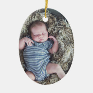 Baby's First Christmas Baby Foto Blue Christmas Keramik Ornament
