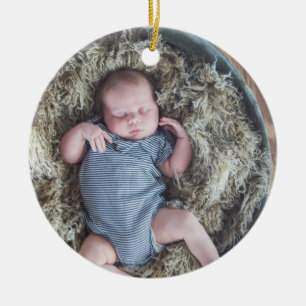 Baby's First Christmas Baby Foto Blue Christmas Keramik Ornament