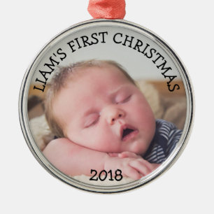 Baby's First Christmas Baby Foto Blue Christmas Ornament Aus Metall