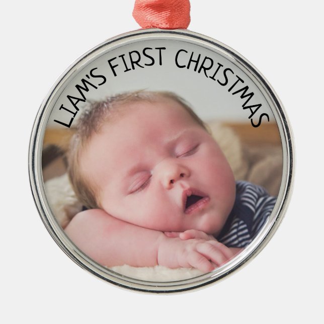Baby's First Christmas Baby Foto Blue Christmas Ornament Aus Metall