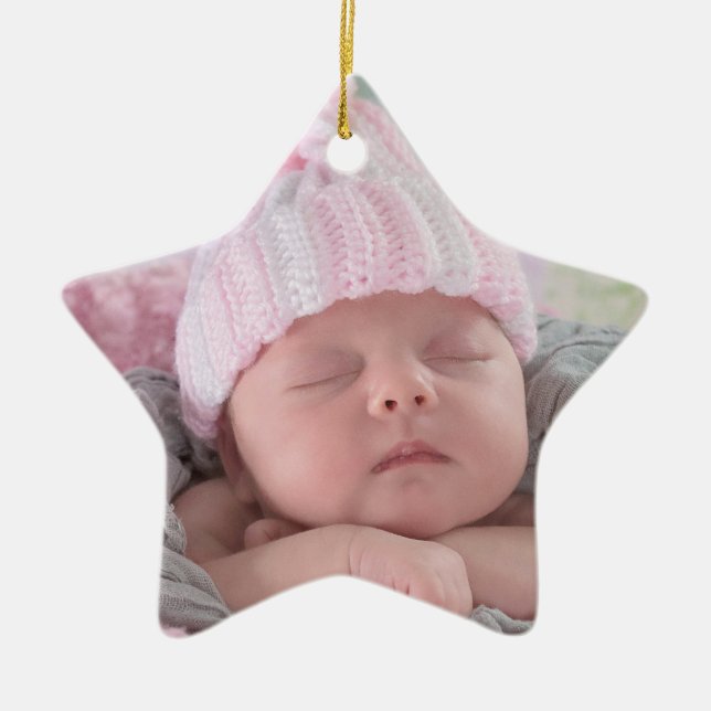 Baby's First Christmas Baby Foto Pink Christmas Keramik Ornament (Vorne)