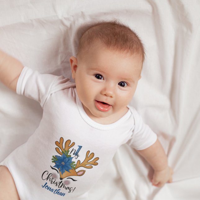 Baby's First Christmas Baby Rentier Poinsettia Baby Strampler (Von Creator hochgeladen)