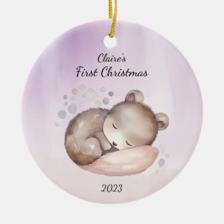 Baby's First Christmas Bear Personalisiert Keramik Ornament