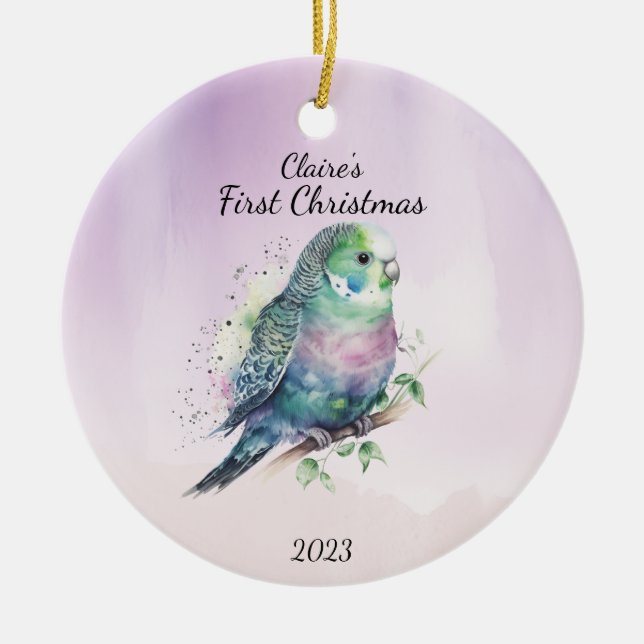 Baby's First Christmas Bird Personalisiert Keramik Ornament (Vorne)