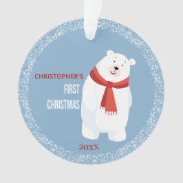 Baby's First Christmas Blue Niedlich Polar Bär Ornament