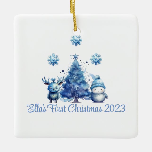 Baby's First Christmas Blue Ornament (Vorderseite)