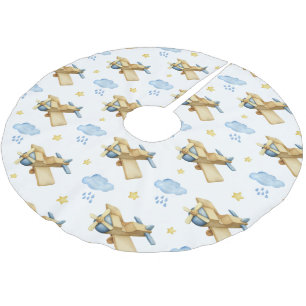 Baby's First Christmas Blue Vintag Watercolor Polyester Weihnachtsbaumdecke