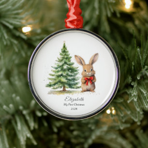 Baby's First Christmas Bunny Personalisiert Ornament Aus Metall