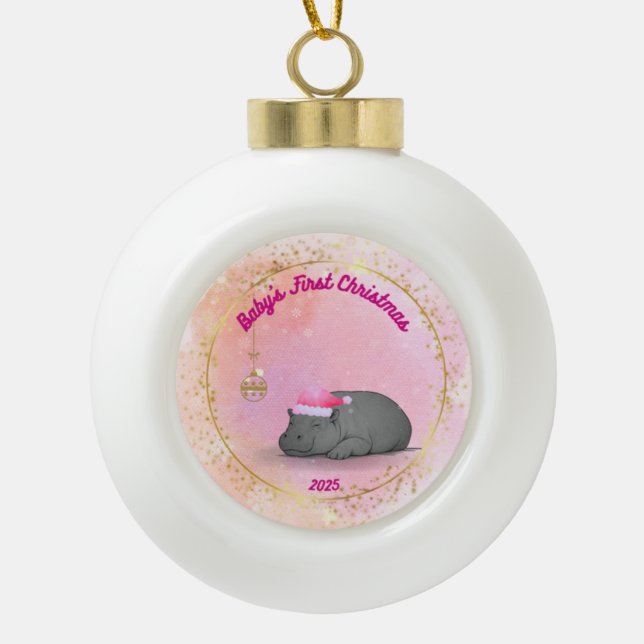 Baby's First Christmas - Ceramic Hippo Ornament (Vorderseite)