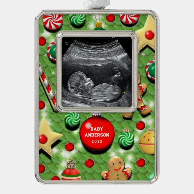 Baby's First Christmas Collectible Rahmen-Ornament Silber (Vorderseite)