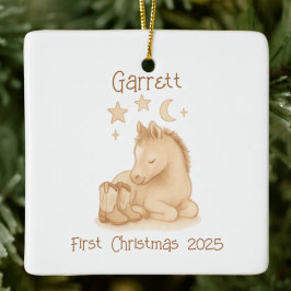 Baby's First Christmas Cowboy Boots & Foal Keramikornament