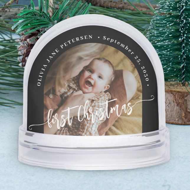 Baby's first Christmas custom 2 photo personalized Schneekugeln (Von Creator hochgeladen)