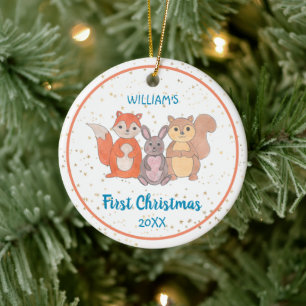 Baby's First Christmas Custom Foto Niedliche Tiere Keramik Ornament