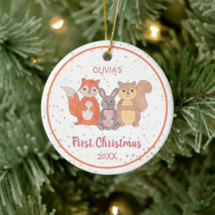 Baby's First Christmas Custom Foto Niedliche Tiere Keramik Ornament