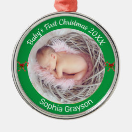 Baby's First Christmas Custom Foto Ornament Aus Metall