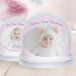 Baby's First Christmas Custom Fotos Hübsch Pink Schneekugeln