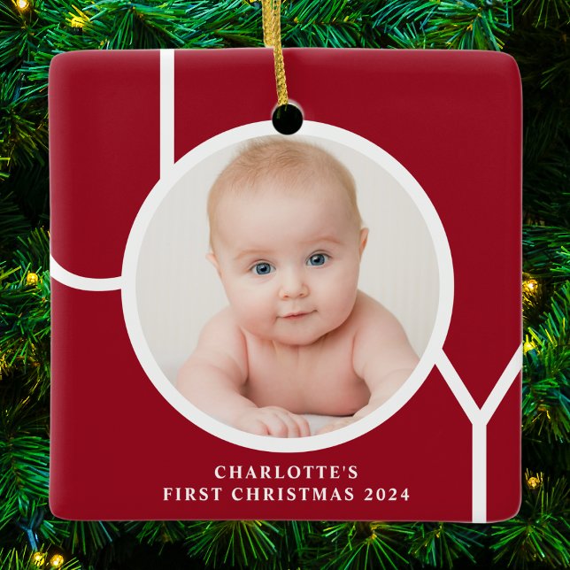 Baby's First Christmas Custom Keepake Foto Red Keramikornament (Von Creator hochgeladen)
