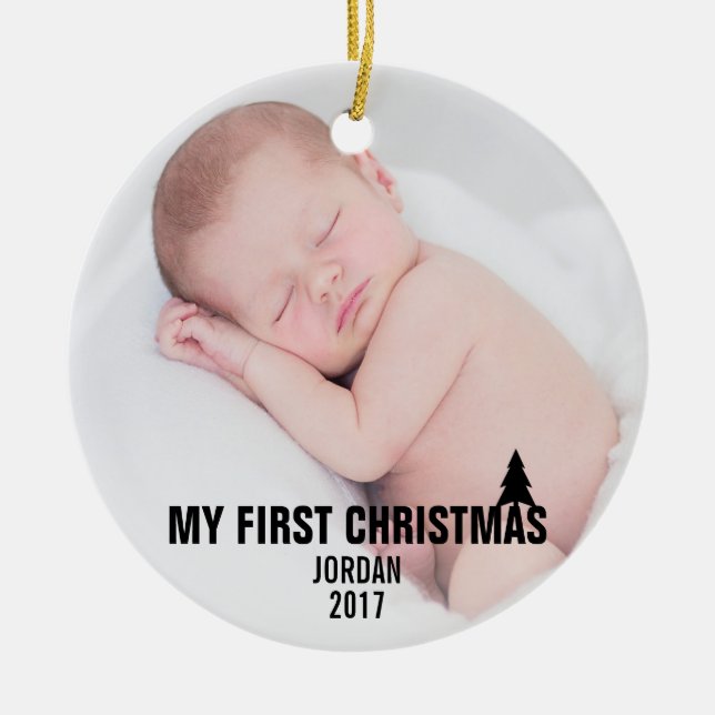 Baby's First Christmas Custom Keramik Ornament (Vorne)