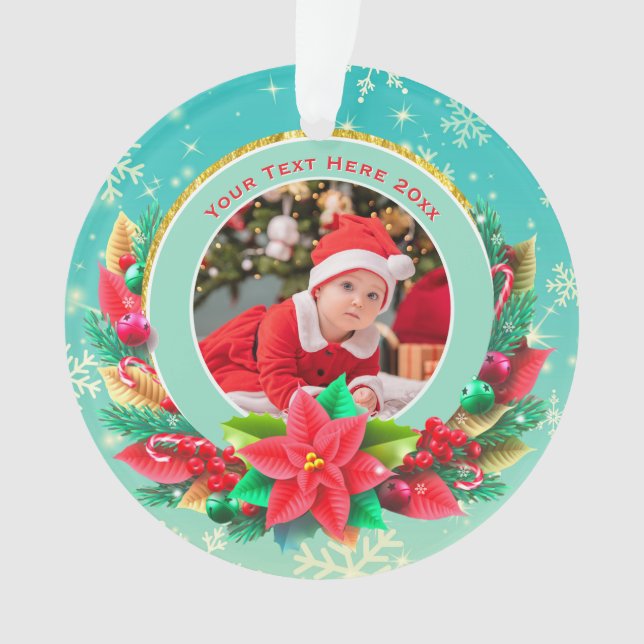 Baby's First Christmas Custom Name Photo Keepsake Ornament (Vorderseite)