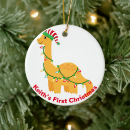 Baby's First Christmas Dinosaurier. Personalisierb Keramik Ornament