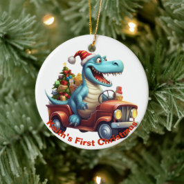 Baby's First Christmas Dinosaurier. Personalisierb Keramik Ornament