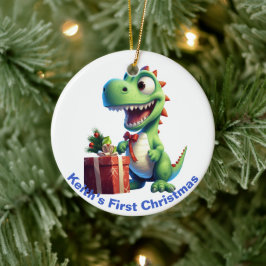 Baby's First Christmas Dinosaurier. Personalisierb Keramik Ornament