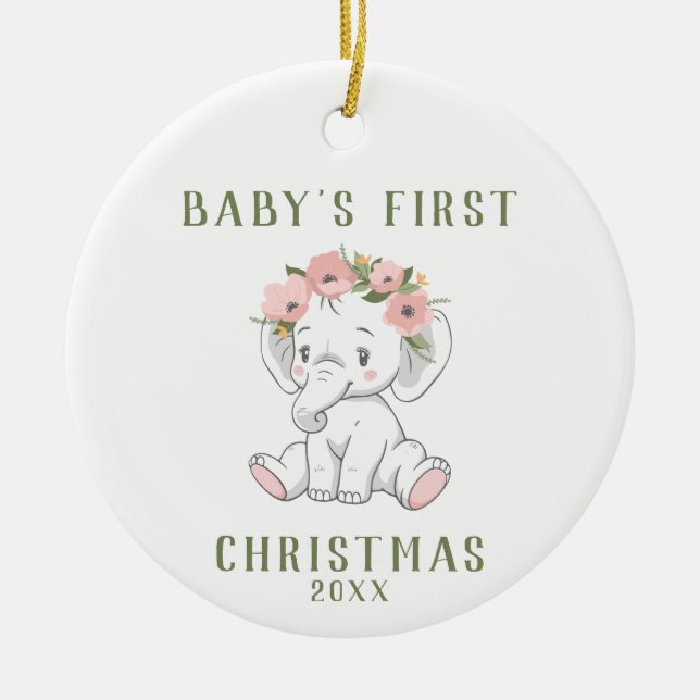 Baby's First Christmas Elephant Ornament (Vorne)