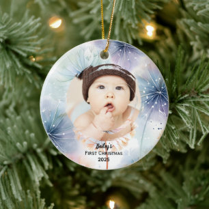 Baby's First Christmas Foto Dandelion, Keramik Ornament