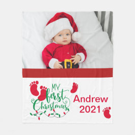 Baby's First Christmas Foto Fleece Blanket