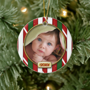 Baby's First Christmas Foto Frame Keramik Ornament