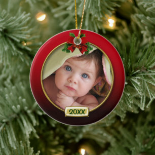 Baby's First Christmas Foto Frame Keramikornament