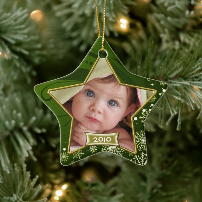 Baby's First Christmas Foto Frame Keramikornament (Baum)